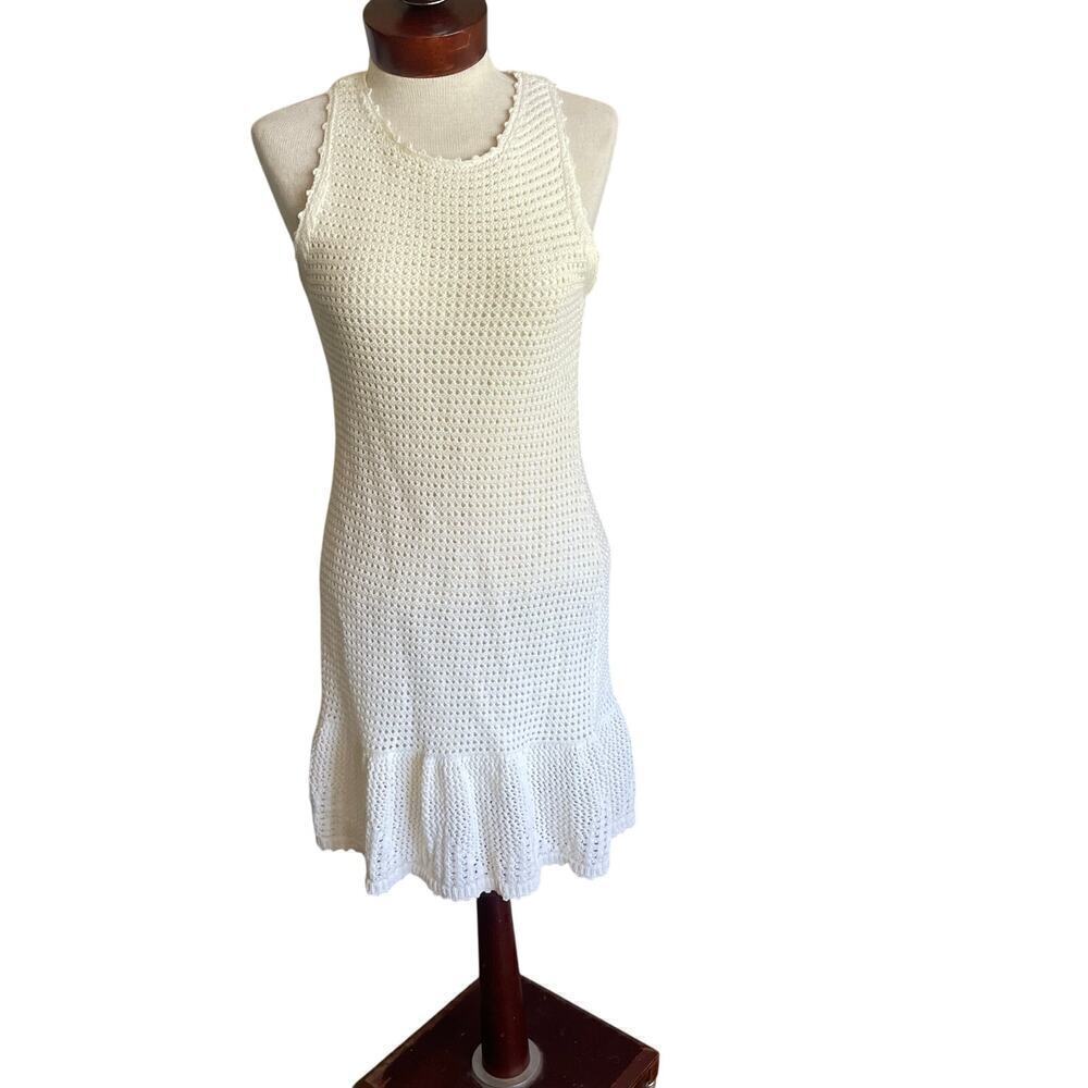 BB Dakota Crochet Sleeveless Dress Size Medium Ivory Cotton Beachy Boho